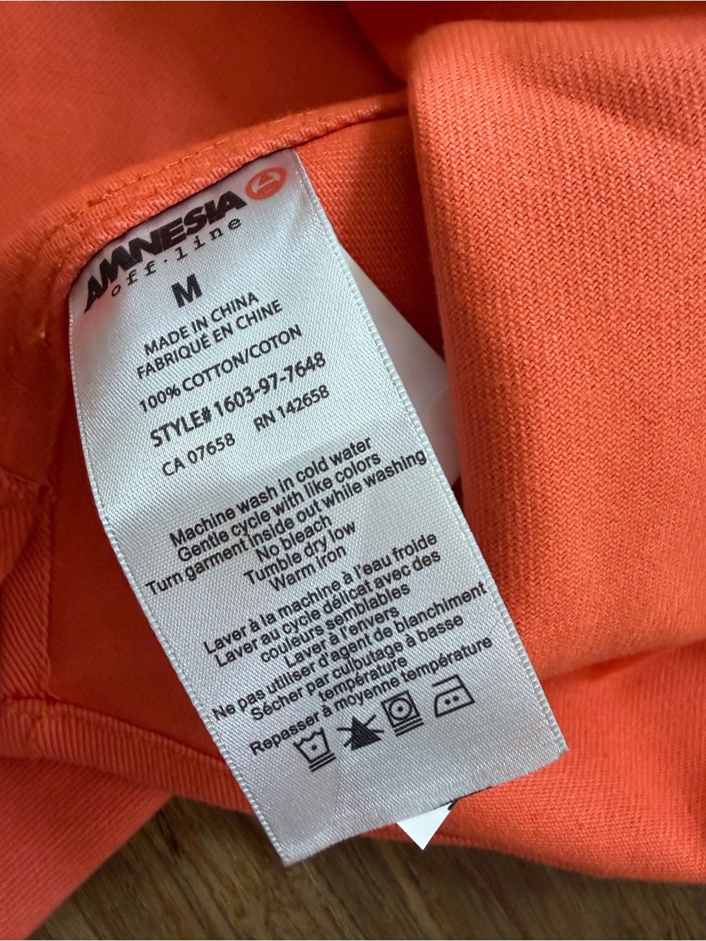 Amnesia Offline Mens Heavyweight Cotton Twill Overshirt Jacket Orange Medium - Picture 5 of 6